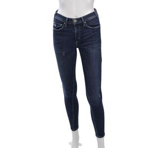 McGuire Womens Ankle Skinny Jeans Dark Blue Denim Mid Rise Button Size 26